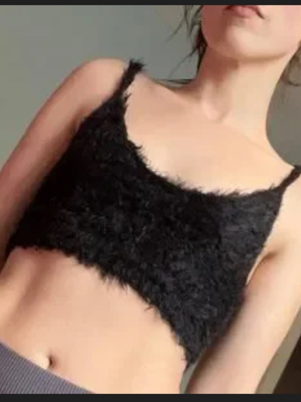For Love & Lemons Knitz Black Furry Crop Top Size Medium